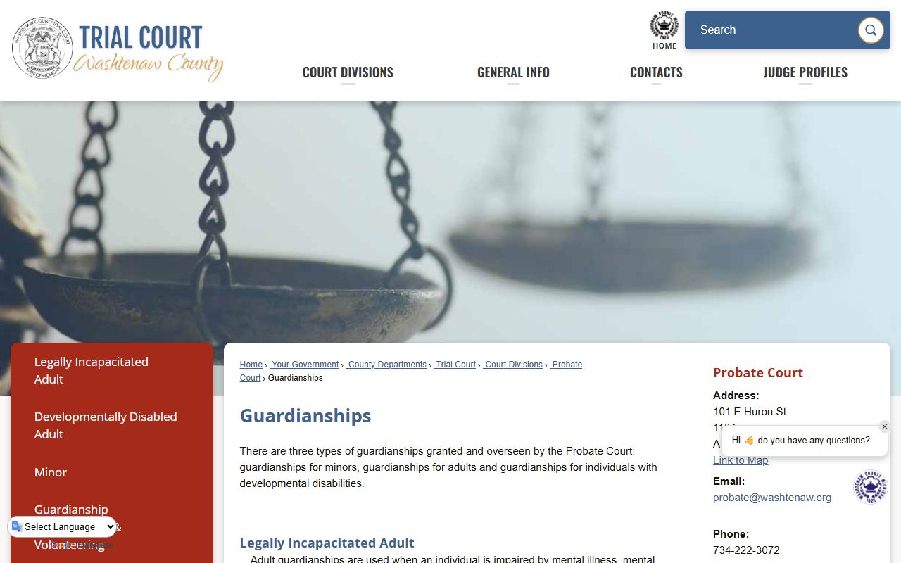 Washtenaw County Probate Records Probate guardianships page