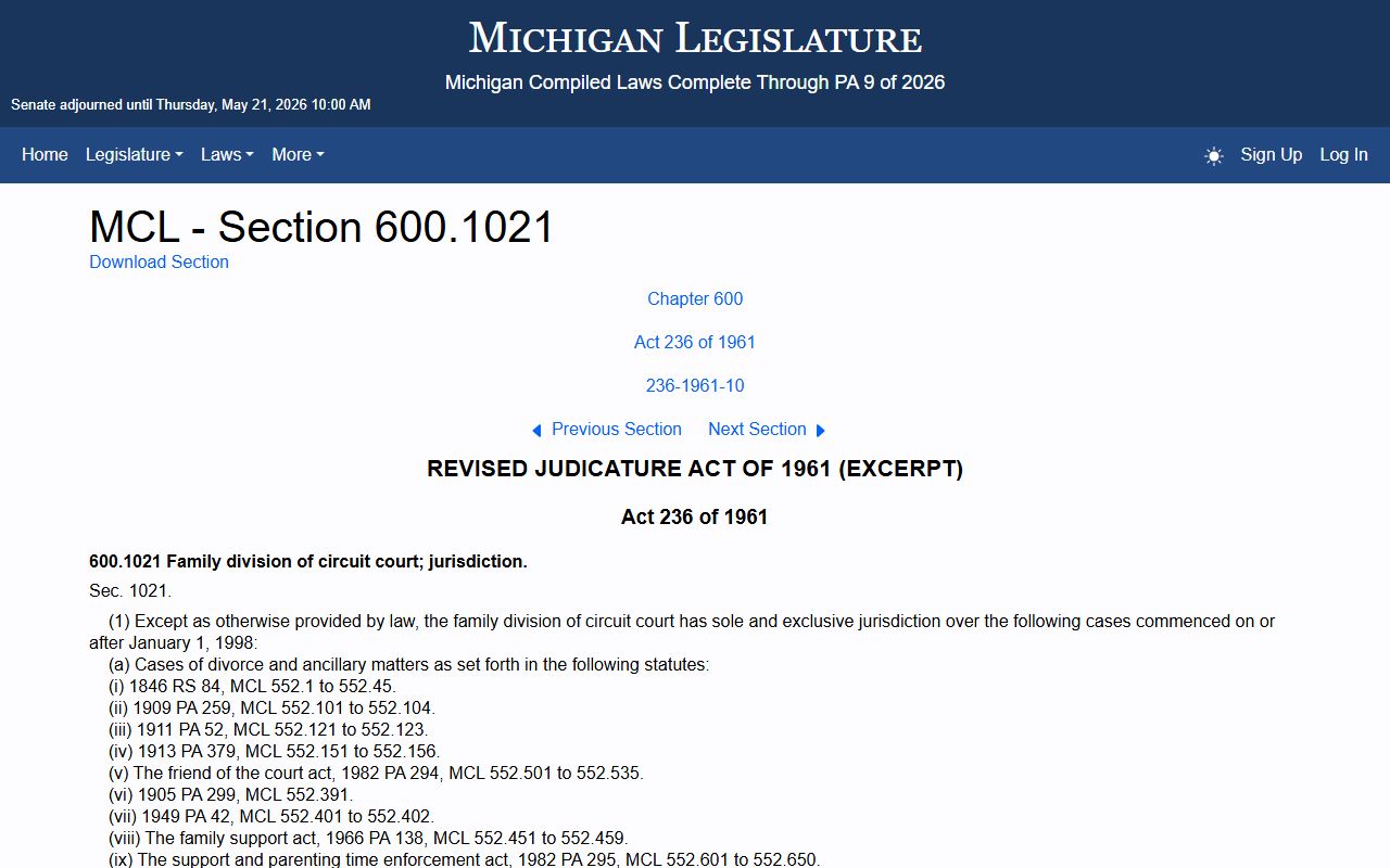 Washtenaw County Public Records Family division of circuit court statute