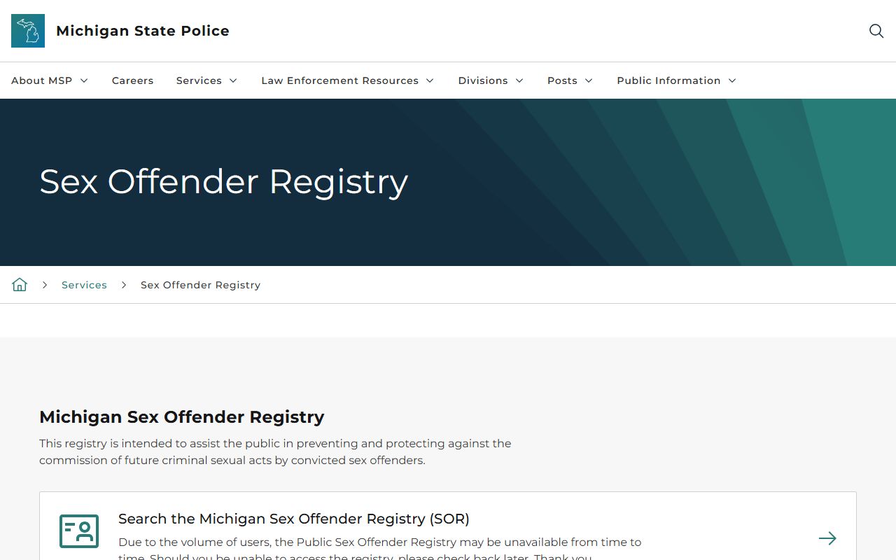 Washtenaw County Released Inmates Michigan Public Sex Offender Registry