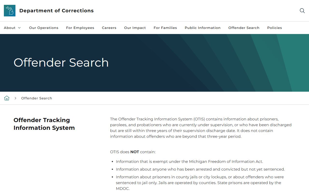 Washtenaw County Released Inmates MDOC OTIS offender search